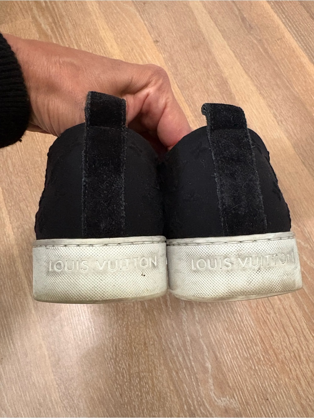 Louis Vuitton Women’s Black Suede Logo Sneakers - Picture 6 of 9